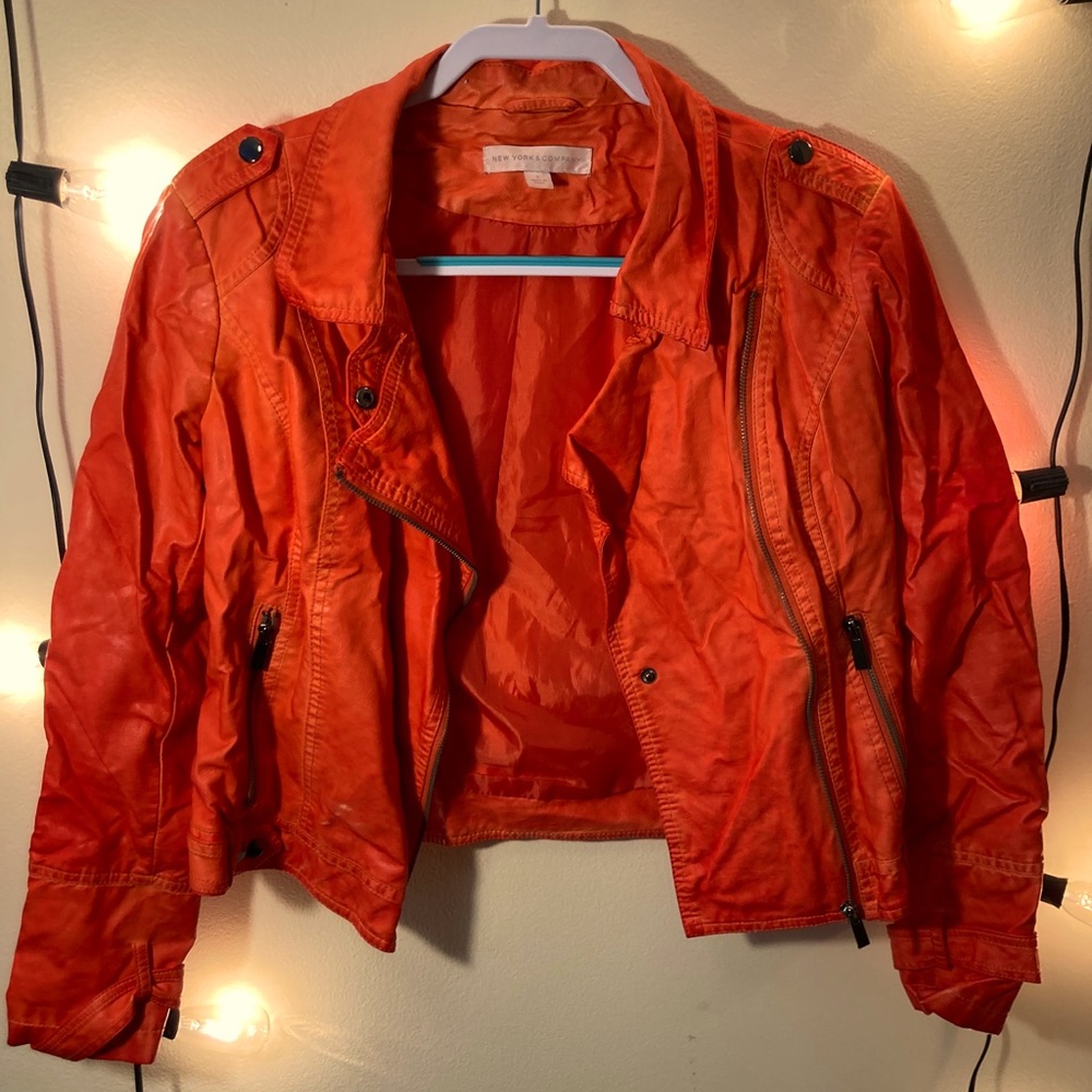Orange/Red feux leather jacket